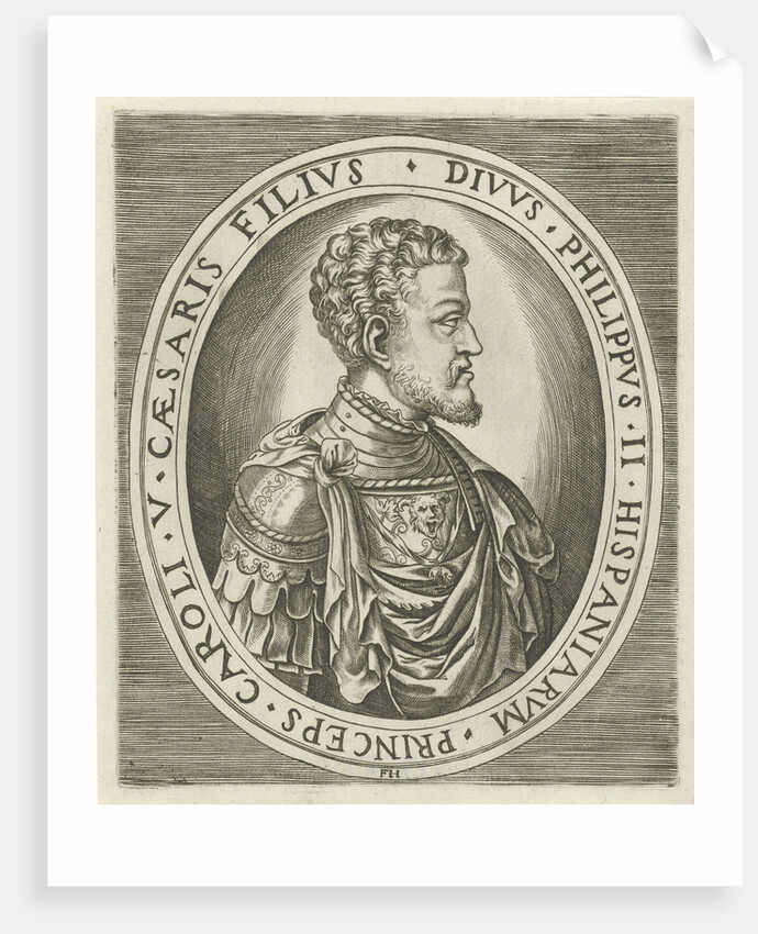 Portrait of King Philip II of Spain, Frans Huys by Hieronymus Cock