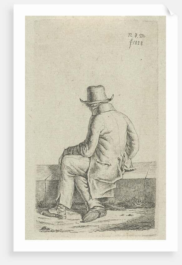 Sitting man on wall by Anthonie Willem Hendrik Nolthenius de Man