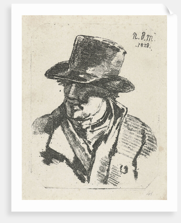 Bust of a man with hat by Anthonie Willem Hendrik Nolthenius de Man