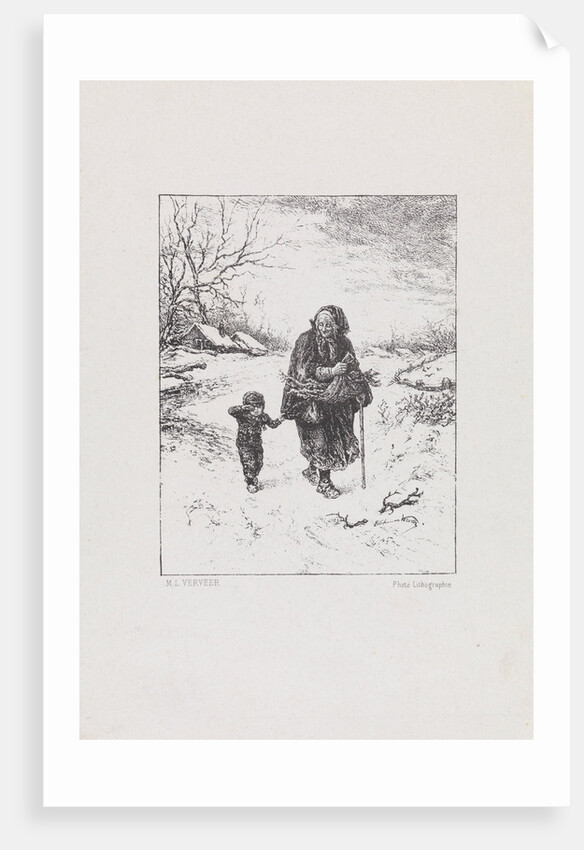 Wood-gatherers with a crying child by Elchanon Verveer and Maurits Verveer