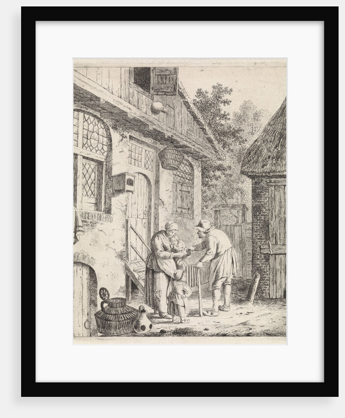 Courtyard with farmers, Johannes Christiaan Janson by Christina Chalon