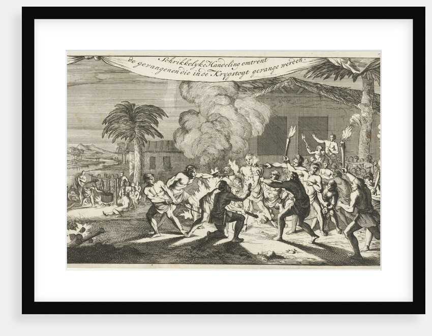 Indians torturing a prisoner with lighted torches by Jan Claesz ten Hoorn
