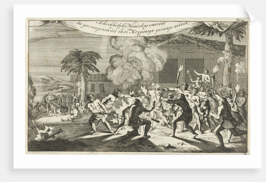 Indians torturing a prisoner with lighted torches by Jan Claesz ten Hoorn