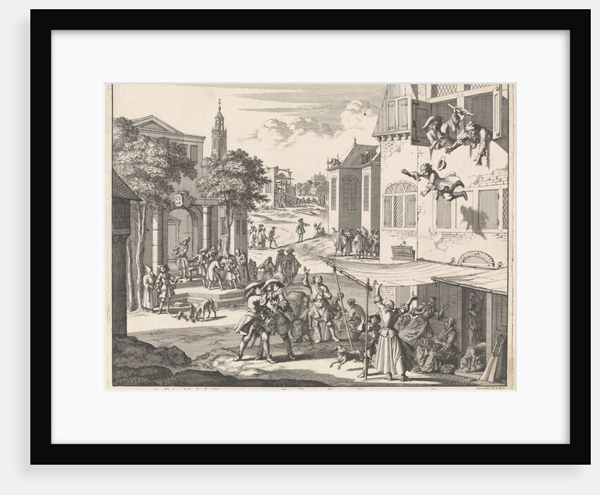Child is thrown out the window because it refuses to serve Mass by Jan Luyken