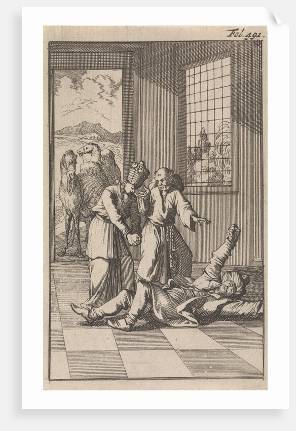 Mahomed falls into raptures at the feet of his wife Kadiga by Timotheus ten Hoorn