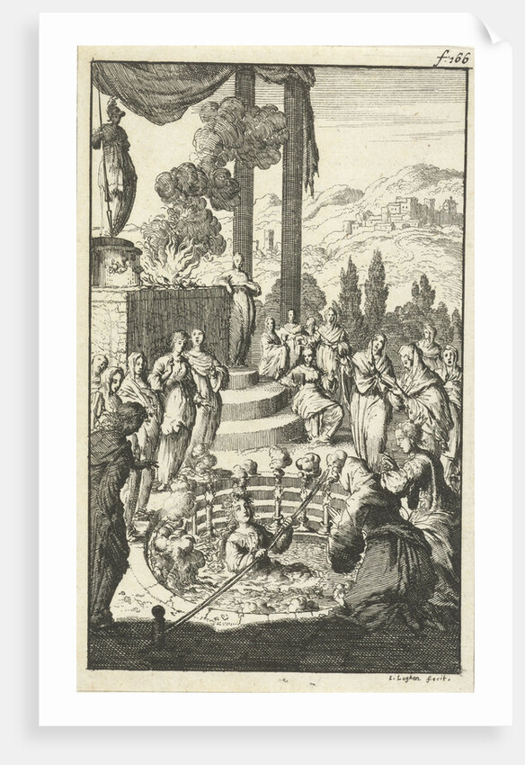 Eliza undergoes the test in chastity source of Mauritania, Jan Luyken by Jan Claesz ten Hoorn