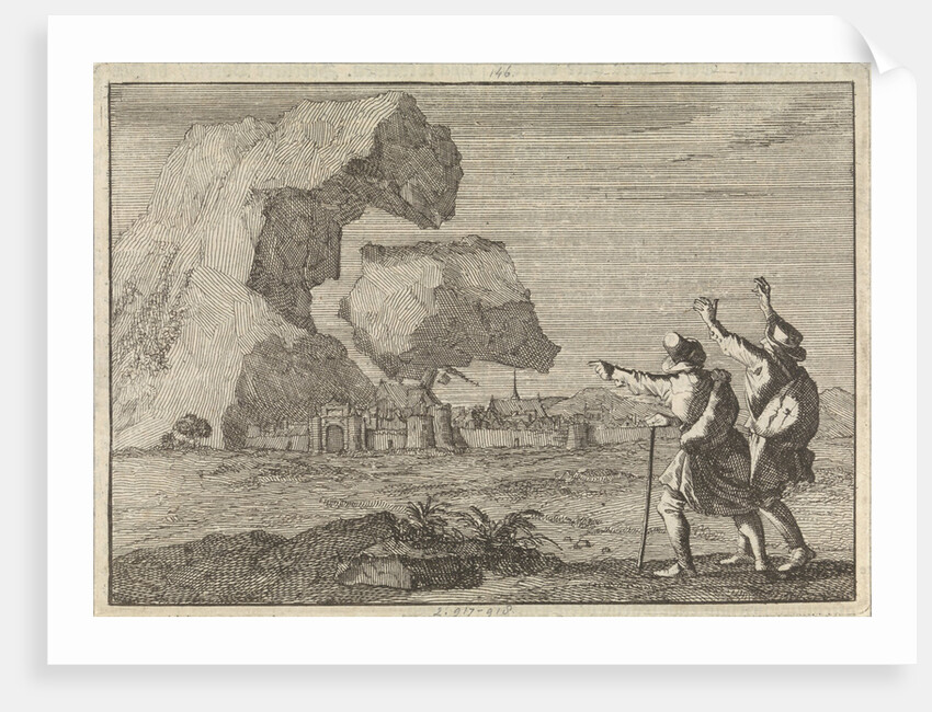 Salzburg is destroyed by a crashing mountain, 1669 by Pieter van der Aa I