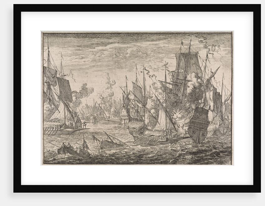 Battleship between Turkish warships and the ships of the Knights of Malta by Johann David Zunnern