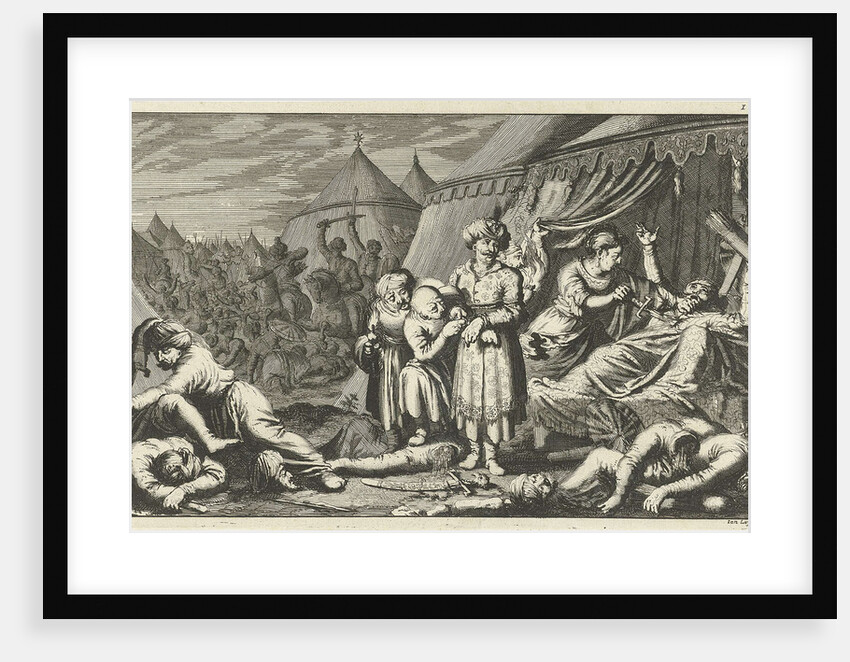 King of Ormus attacked and slain in a tent camp by Jan Luyken