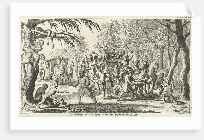 Monkeys attack a coach by Jan Luyken
