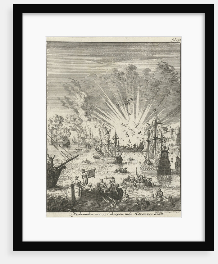 Sea Battle between Dutch and Spanish ships off the coast of Goa India by Jan Luyken