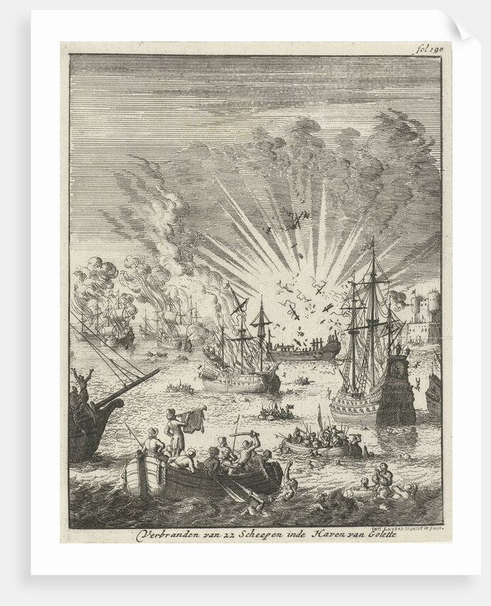 Sea Battle between Dutch and Spanish ships off the coast of Goa India by Jan Luyken