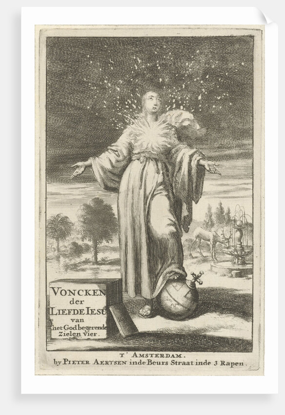 Woman with burning bosom looks skyward by Pieter Arentsz II