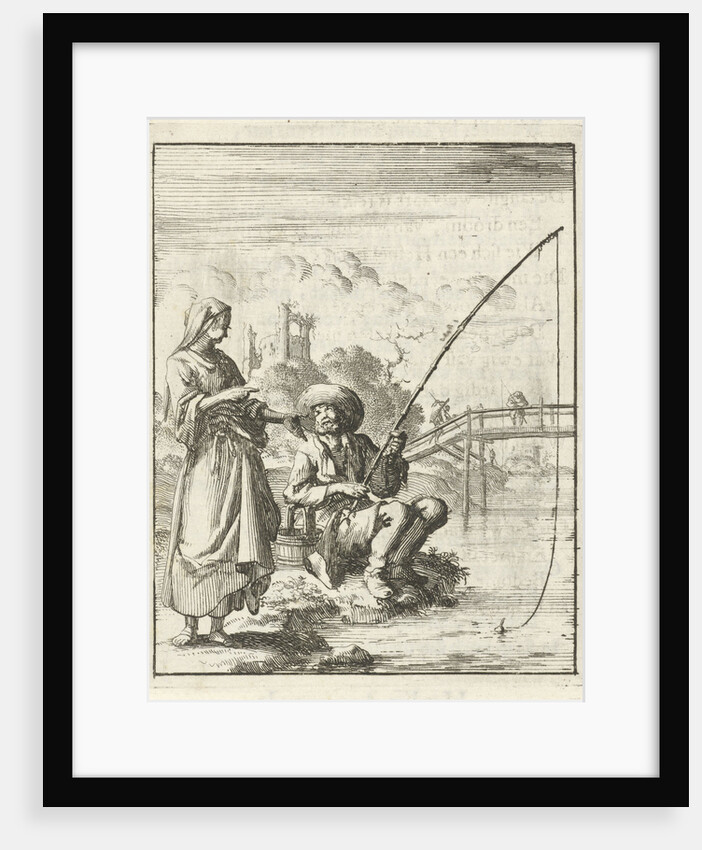 Woman in conversation with an angler by Pieter Arentsz II