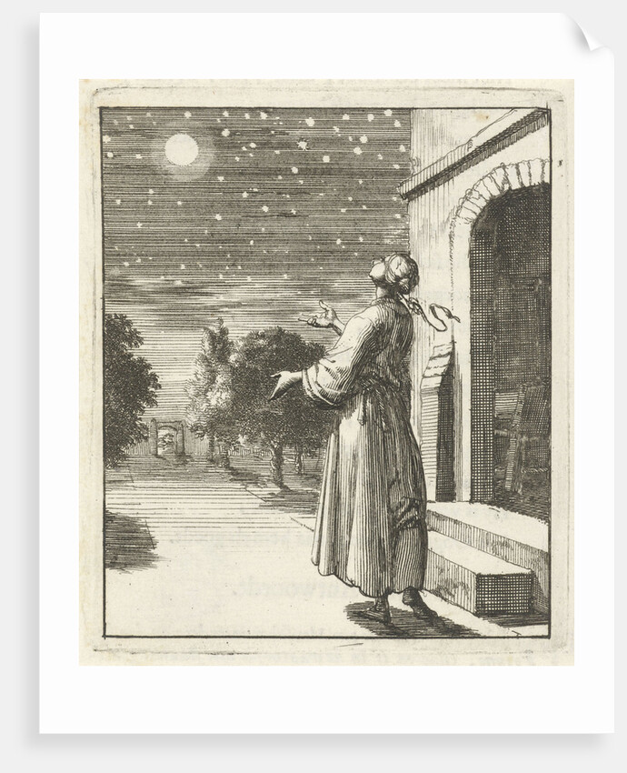Woman contemplating the moon and stars by Pieter Arentsz II