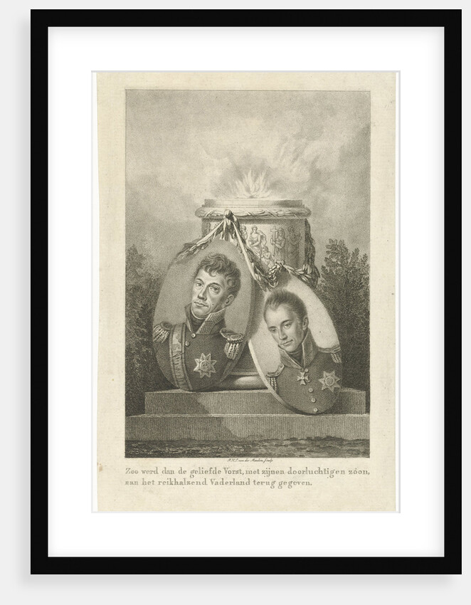 Offer pillar with the portraits of King William I and Crown Prince Willem II by Pieter van der Meulen