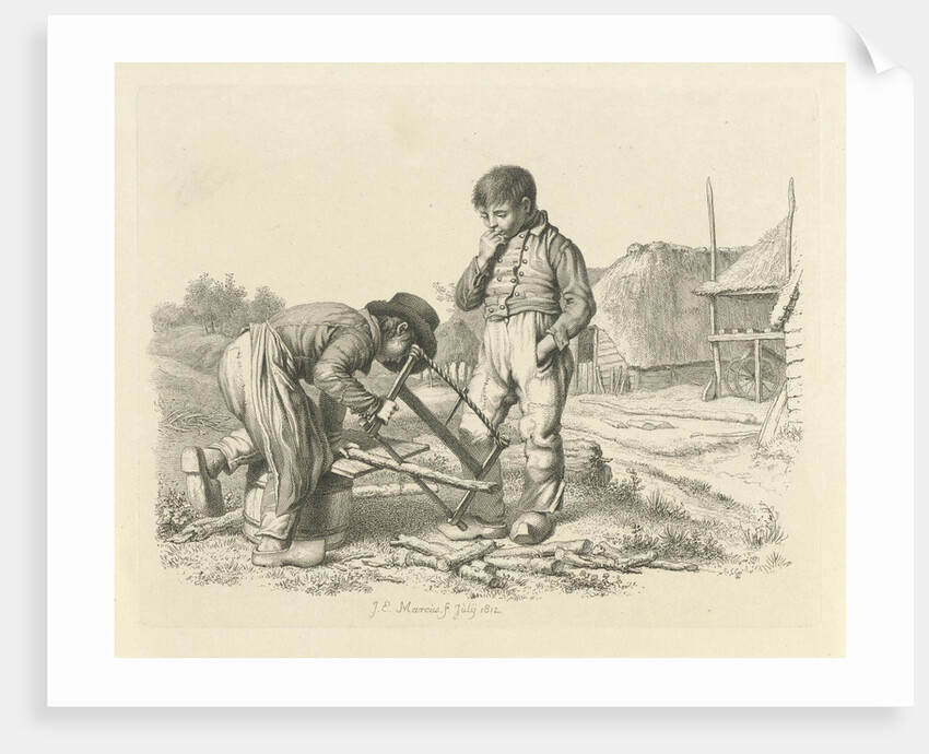Sawing and a standing boy by Jacob Ernst Marcus