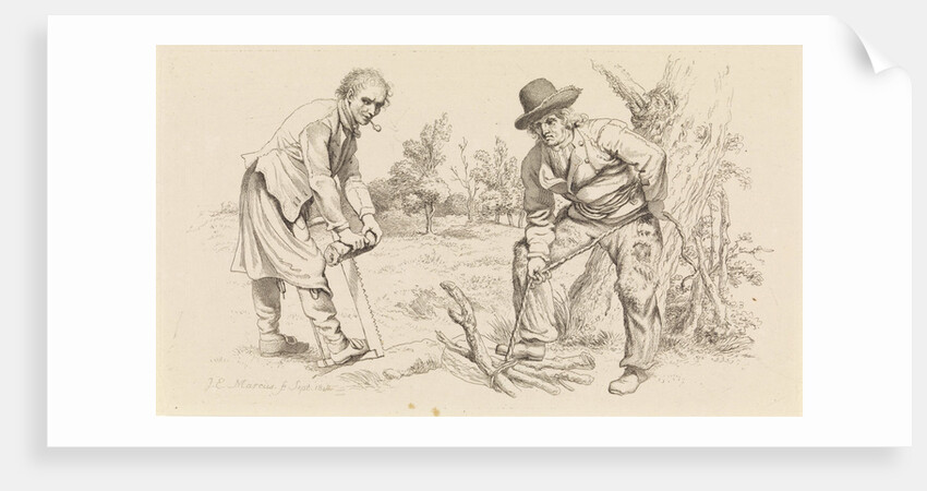 Study Sheet with wood Firewood-gatherer and a man with saw by Jacob Ernst Marcus