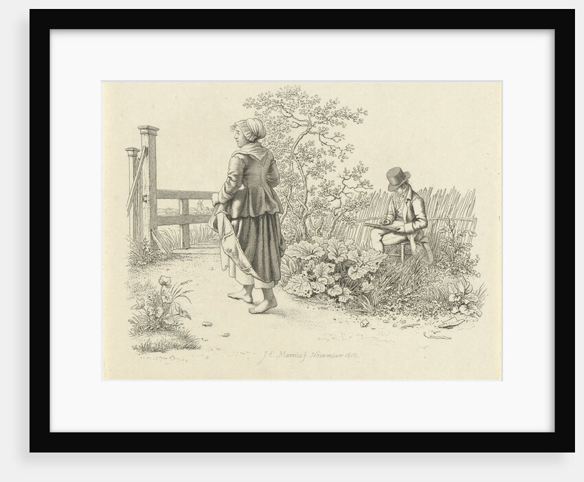 Artist and a peasant girl by Jacob Ernst Marcus