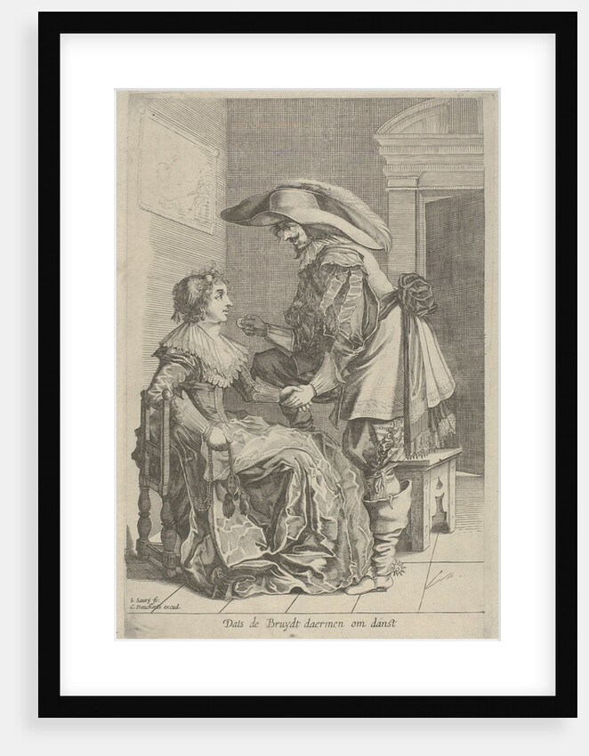 Man offers woman a coin by Cornelis Danckerts