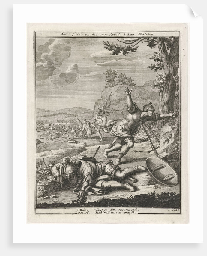 King Saul plunges in his sword by Jan Lamsvelt