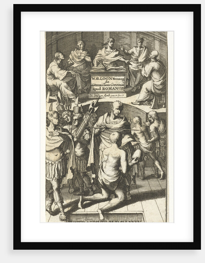 Prisoners are led in an antique courtroom by Roman soldiers for the judges by Johannes Jacobsz van den Aveele