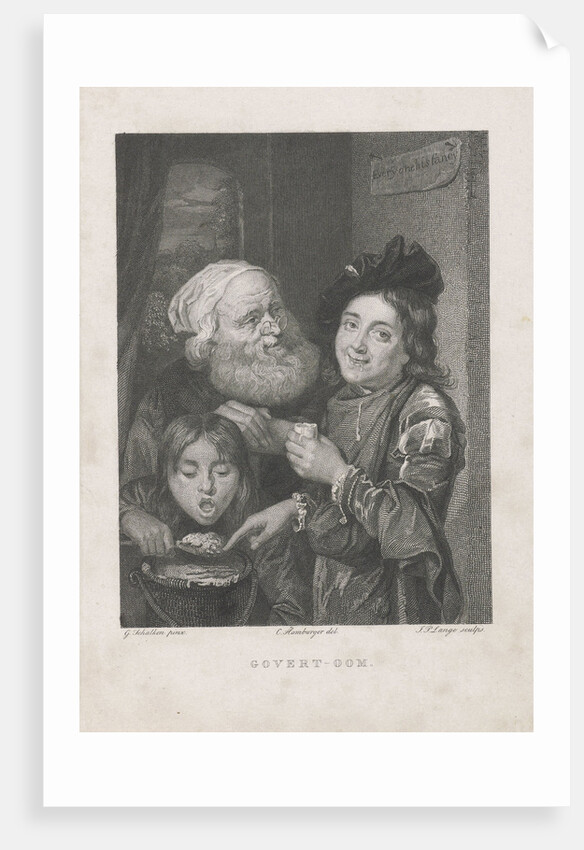 Two boys eating and an old man by Johannes Philippus Lange