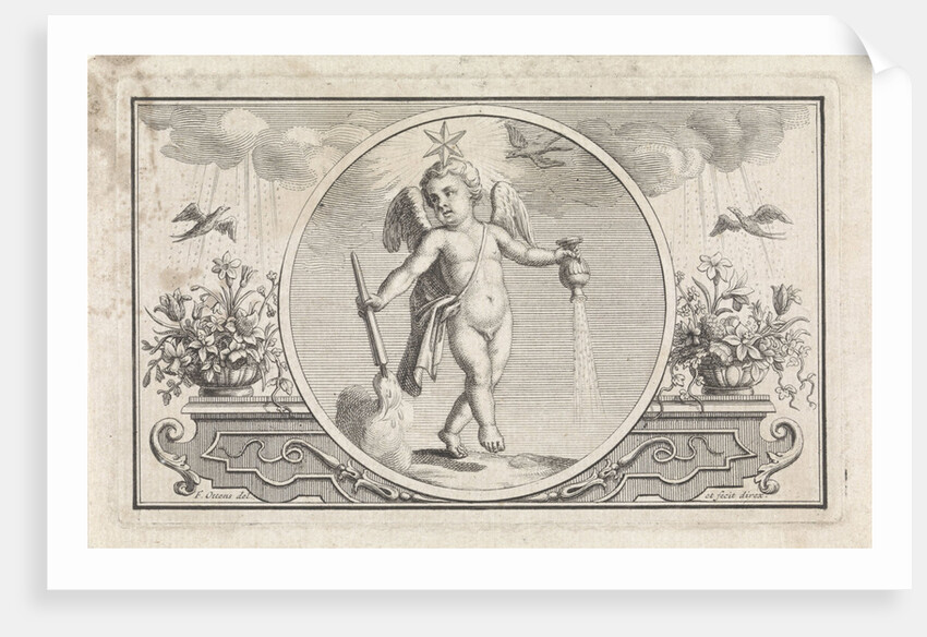 Emblem with putto with star by Frederik Ottens