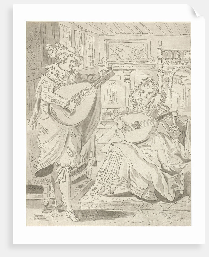 Lute playing lord and lady by Bernhard Schreuder