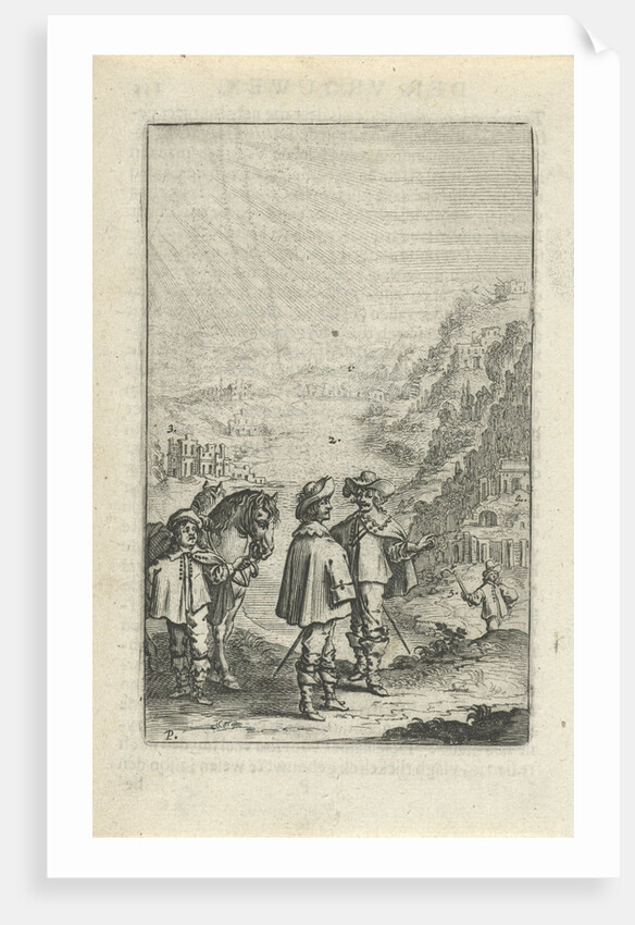 Riders in a mountain landscape by Paulus Lesire