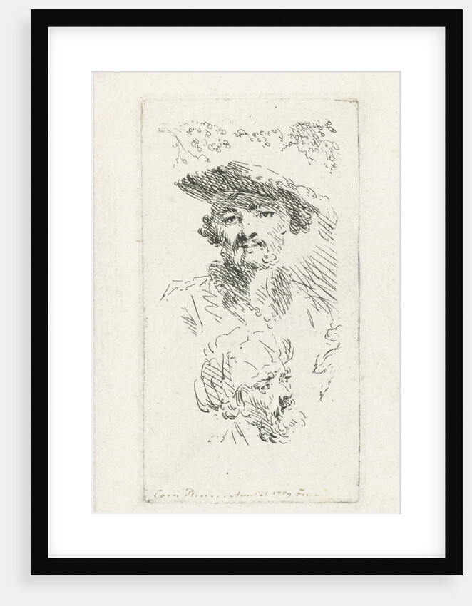 Two men heads by Cornelis Ploos van Amstel