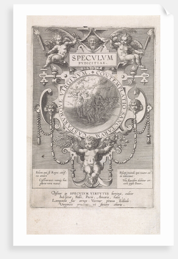 Mirror with the five wise and five foolish virgins by Johann Sadeler I