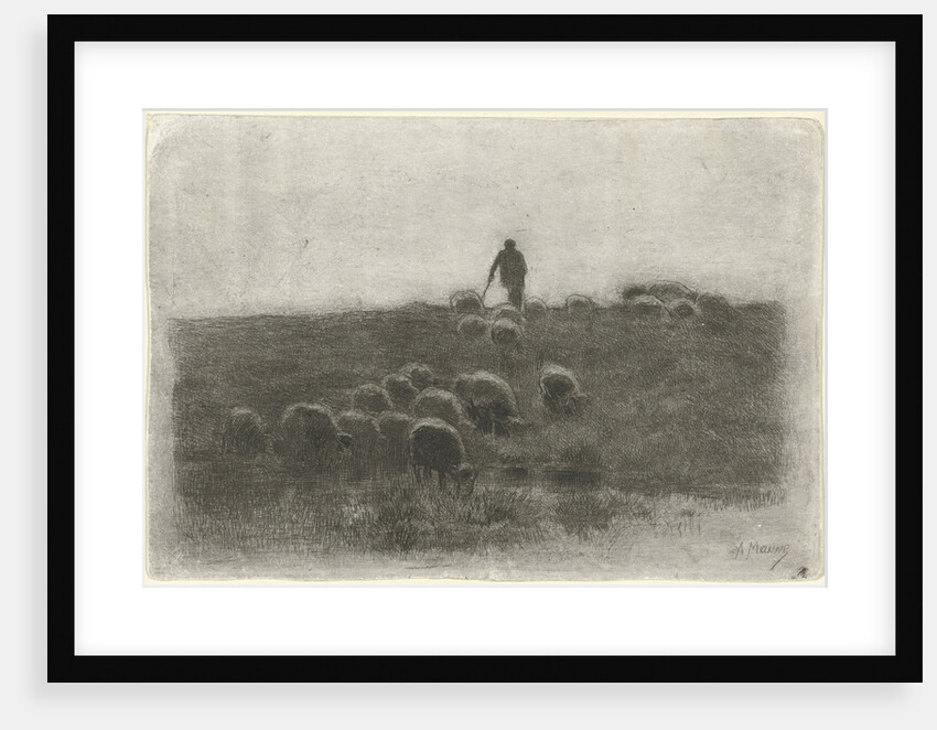Shepherd with flock of sheep by Anton Mauve
