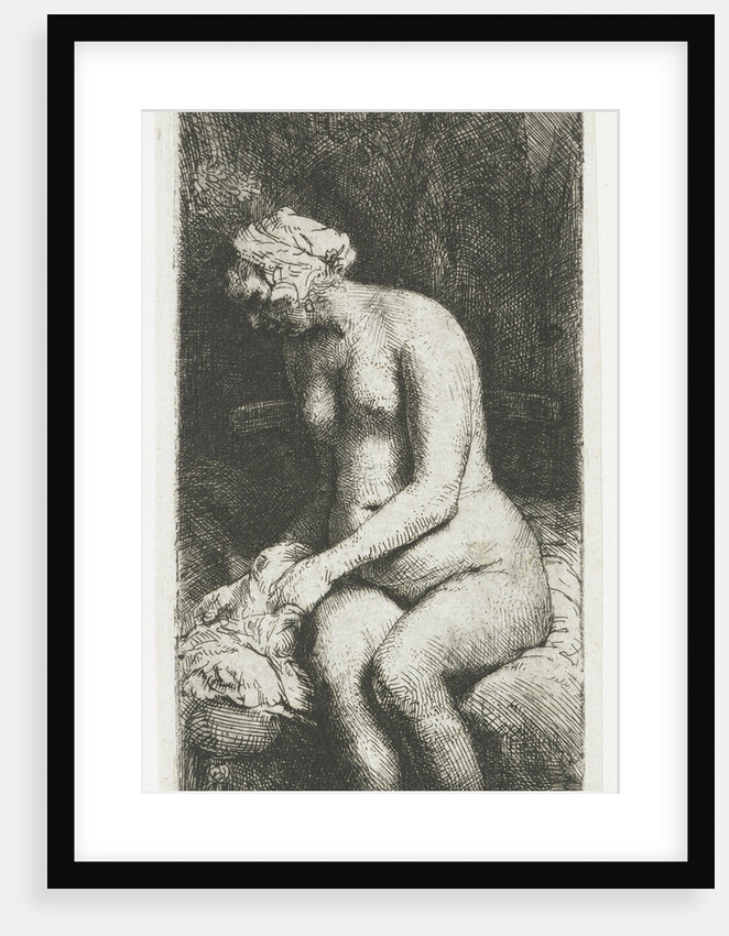 Woman Bathing Her Feet at a Brook by Rembrandt Harmensz. van Rijn