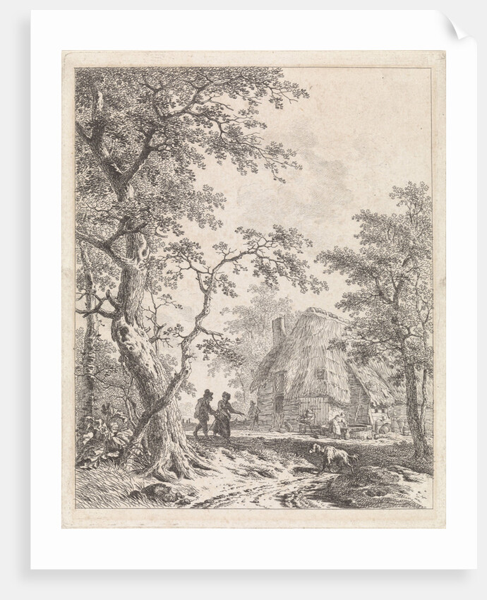 Two hikers on a farm by Leendert Overbeek