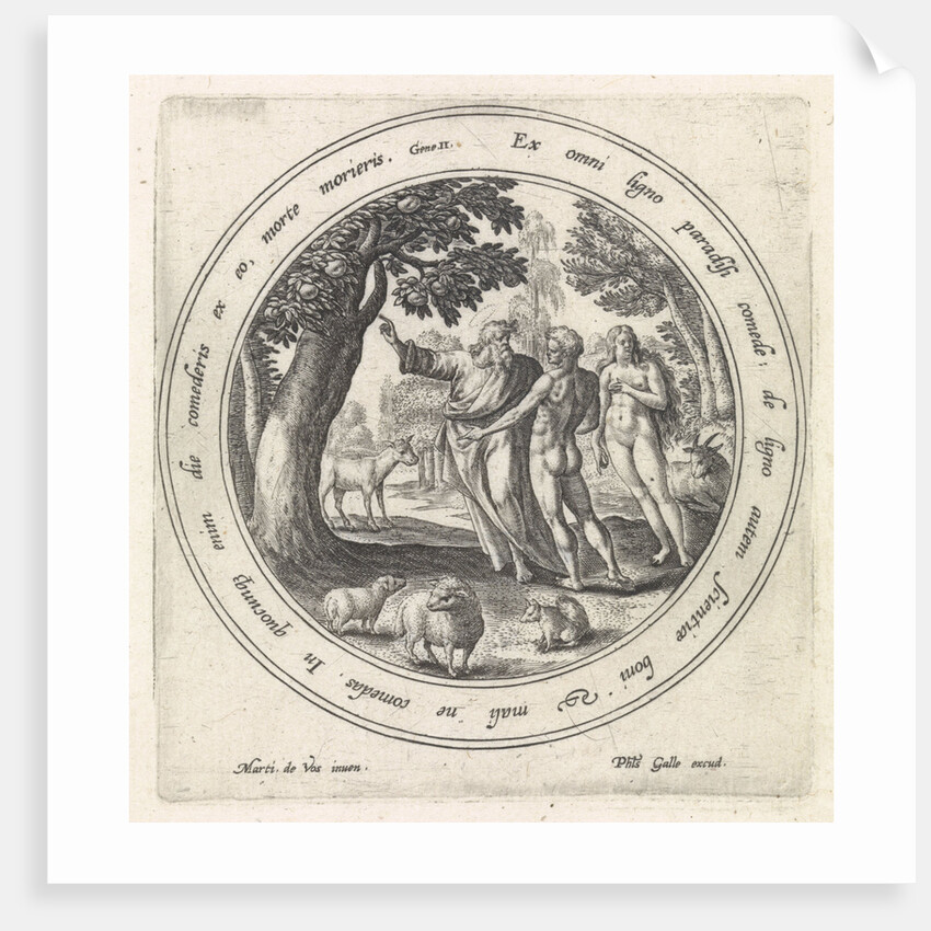 The Temptation of Adam and Eve in paradise by Philips Galle