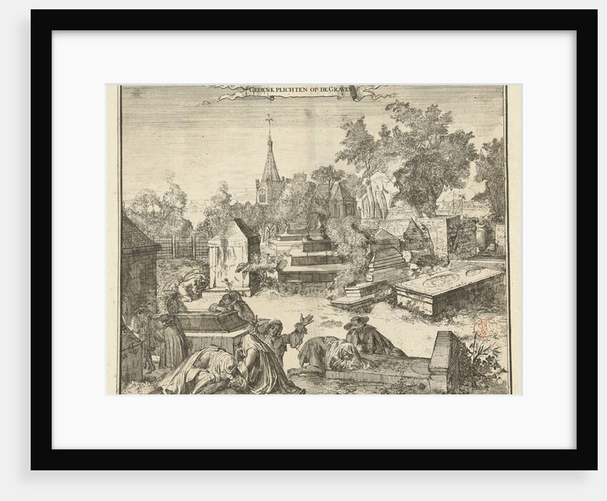 Grieving people on the Portuguese-Jewish cemetery Beth Haim at Ouderkerk The Netherlands by Romeyn de Hooghe