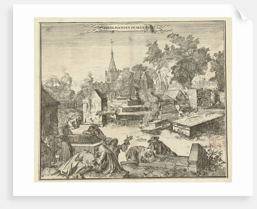 Grieving people on the Portuguese-Jewish cemetery Beth Haim at Ouderkerk The Netherlands by Romeyn de Hooghe