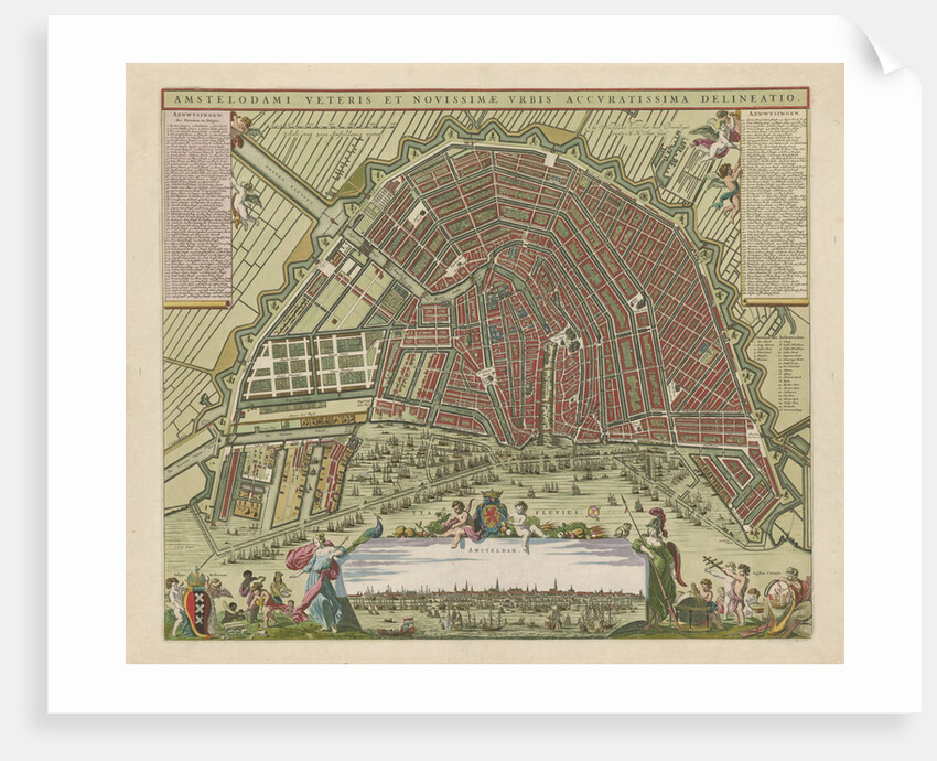 Hand-colored Map of Amsterdam by Nicolaes Visscher I