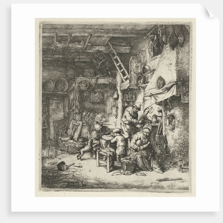 Farmer Family in interior by Adriaen van Ostade
