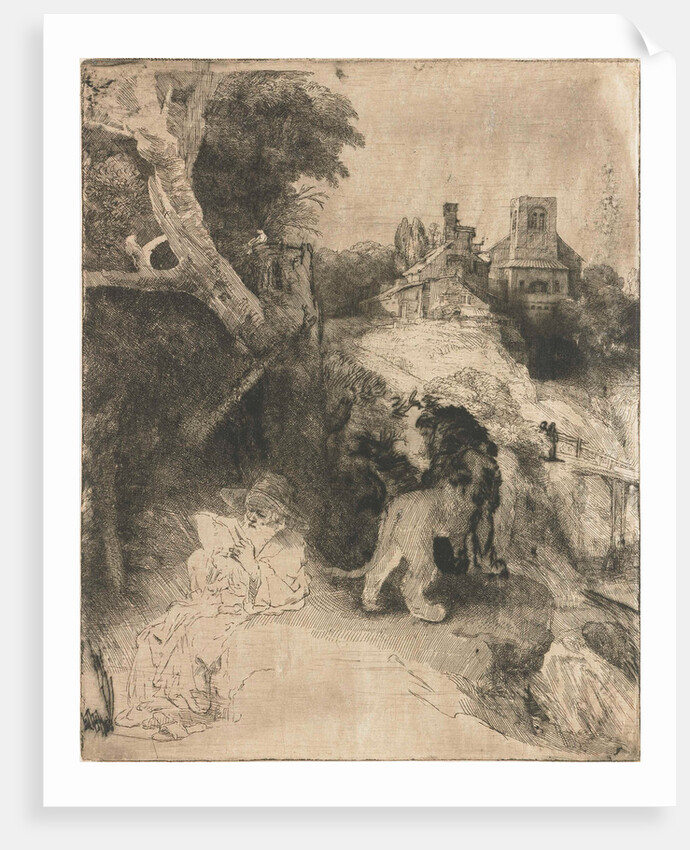 Reading in an Italian landscape by Rembrandt Harmensz. van Rijn