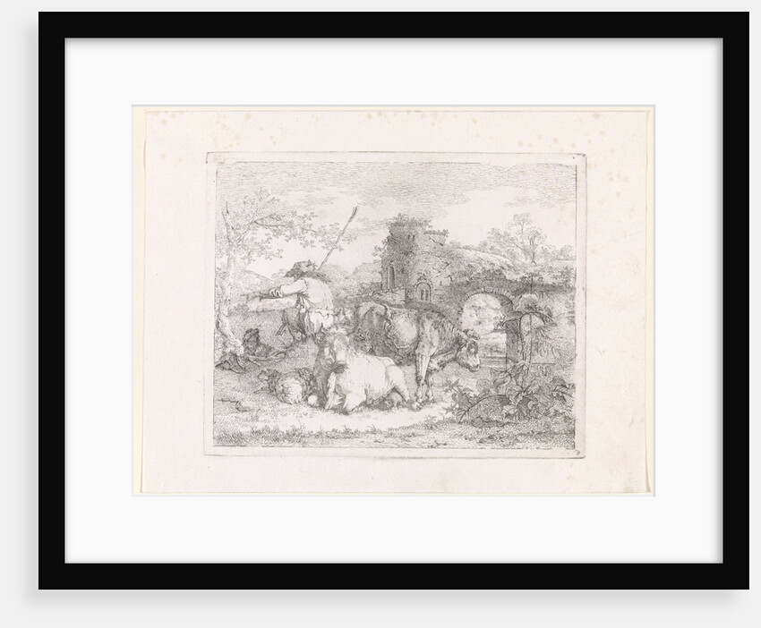 Shepherd with his flock by Barend Hendrik Thier