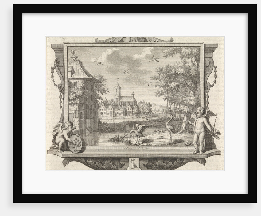 Village with two storks near a pool by Frederik Ottens