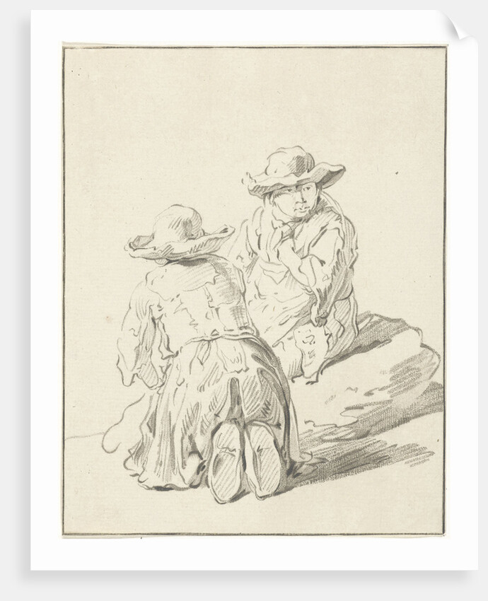 Two boys sitting on the floor by Pieter van Bloemen
