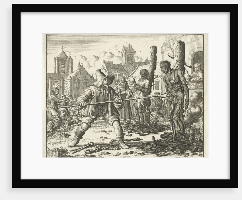 Burnt bodies of David and Levina in Ghent by Jan Luyken