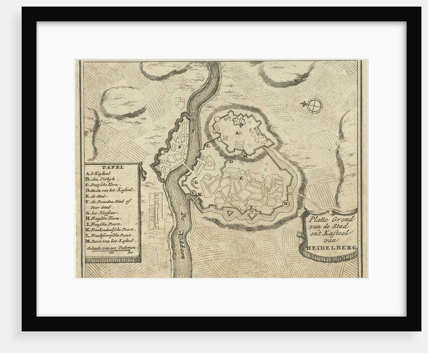 Map of Heidelberg Germany by Timotheus ten Hoorn