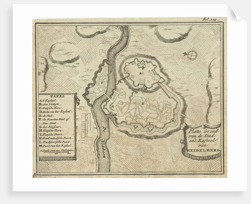Map of Heidelberg Germany by Timotheus ten Hoorn