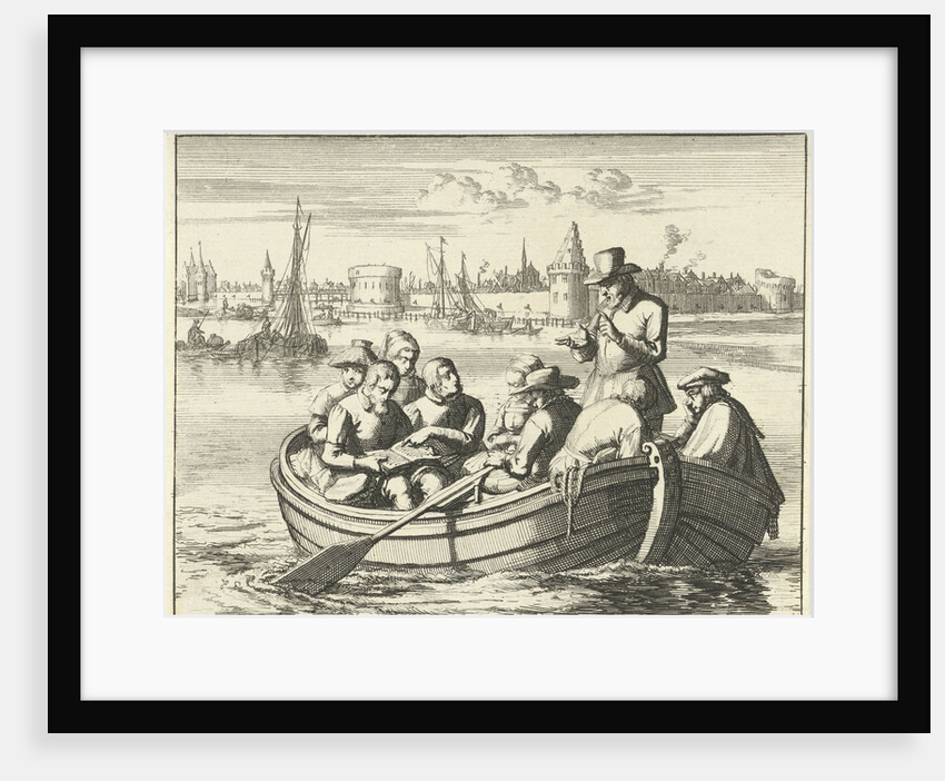 Pieter Pietersz. Bekjen preaches eight people in a rowing boat on the Amstel by Anonymous