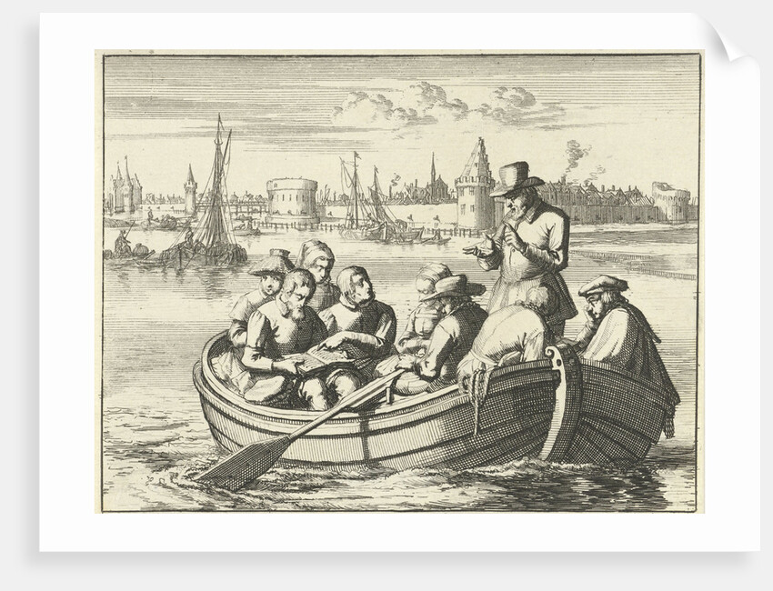 Pieter Pietersz. Bekjen preaches eight people in a rowing boat on the Amstel by Anonymous