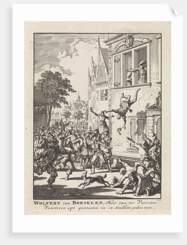 Wolfert van Borselen thrown out the window and killed in Delft The Netherlands by Jan Luyken